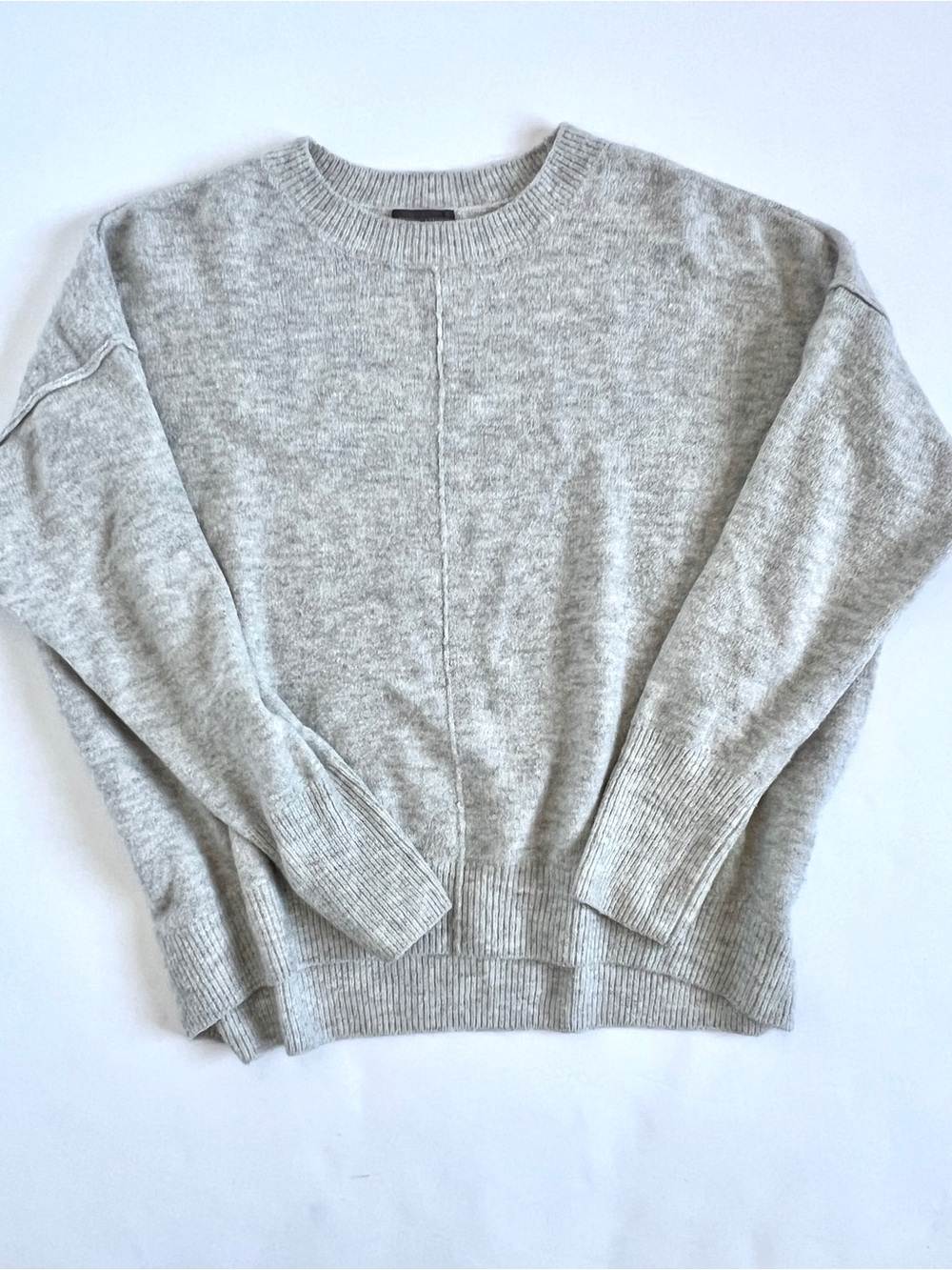 Vince Camuto Seamed High Low Sweater Women M Heather Gray Crewneck Pullover